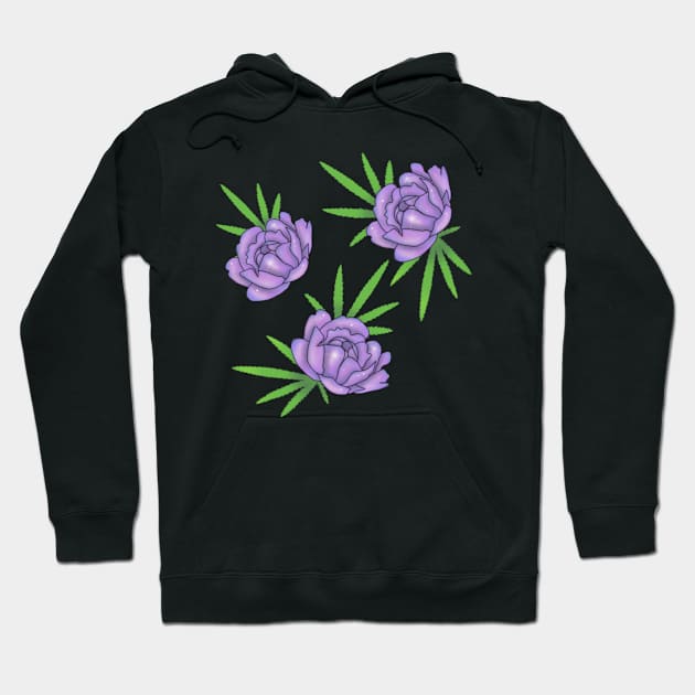 Purple roses with pot leaves Hoodie by CraftKrazie